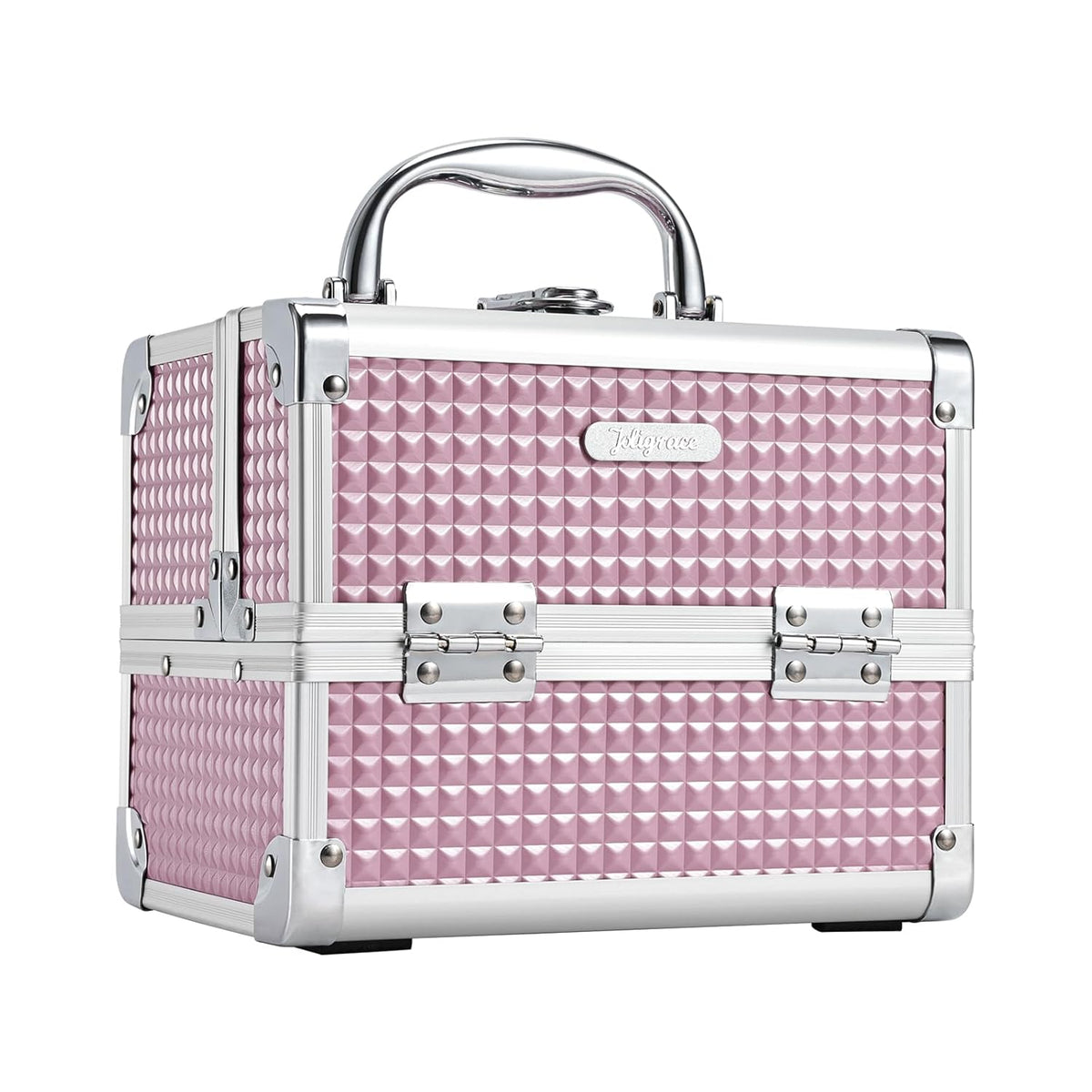 Makeup Case Portable Makeup Box Travel Train Case Cosmetic Case Organizer with 2 trays Mirror Locking Make Up Storage