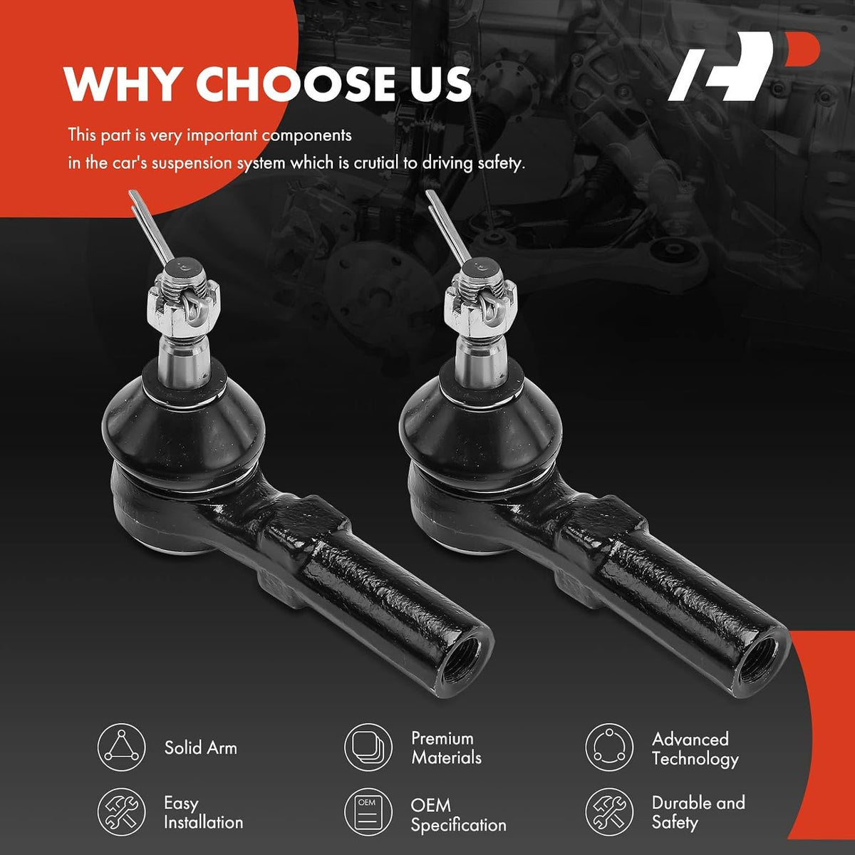 A-Premium Front Outer Tie Rod End, Compatible with Mazda