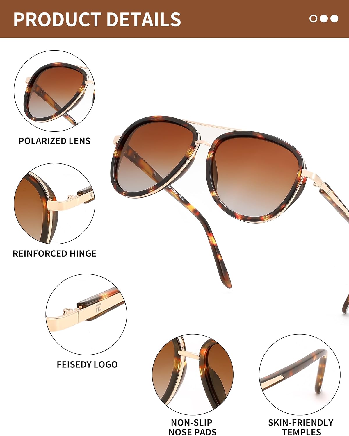 Retro Polarized Aviator Sunglasses for Women Men Vintage Square Sunglass With Classic Style B0259