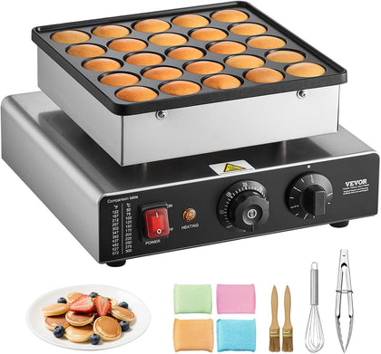 Mini Pancake Maker, 25PCS 43mm Diameter Dutch Muffin Waffle Baker, Non-stick Stainless Steel Poffertjes Grill