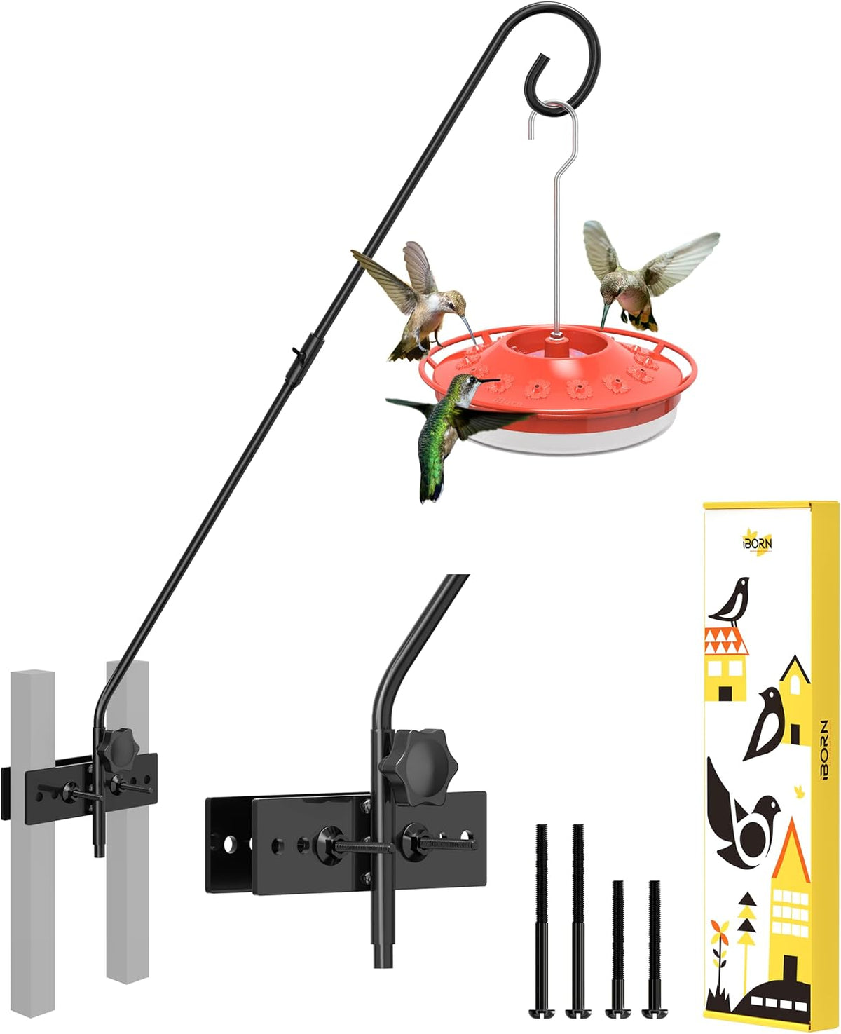 Fence Deck Hook Rail Heavy Duty Hummingbird Feeder Hanger 28 Inch Railing Hanging Hook for Bird Feeder, Suet Baskets