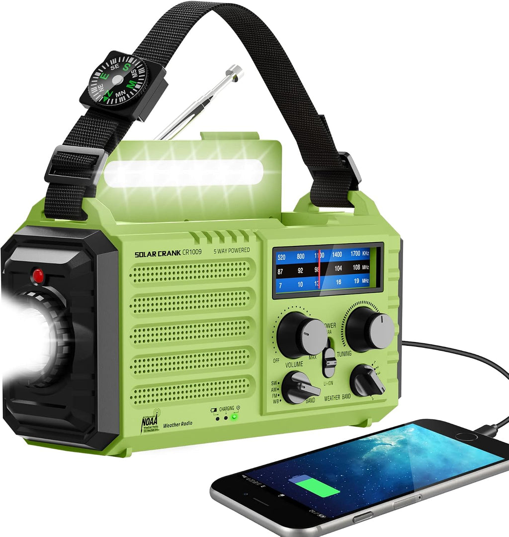 NOAA Weather Radio, Hand Crank Emergency Radio Solar Battery Operated AM FM | Portable Radio with AM/FM Shortwave