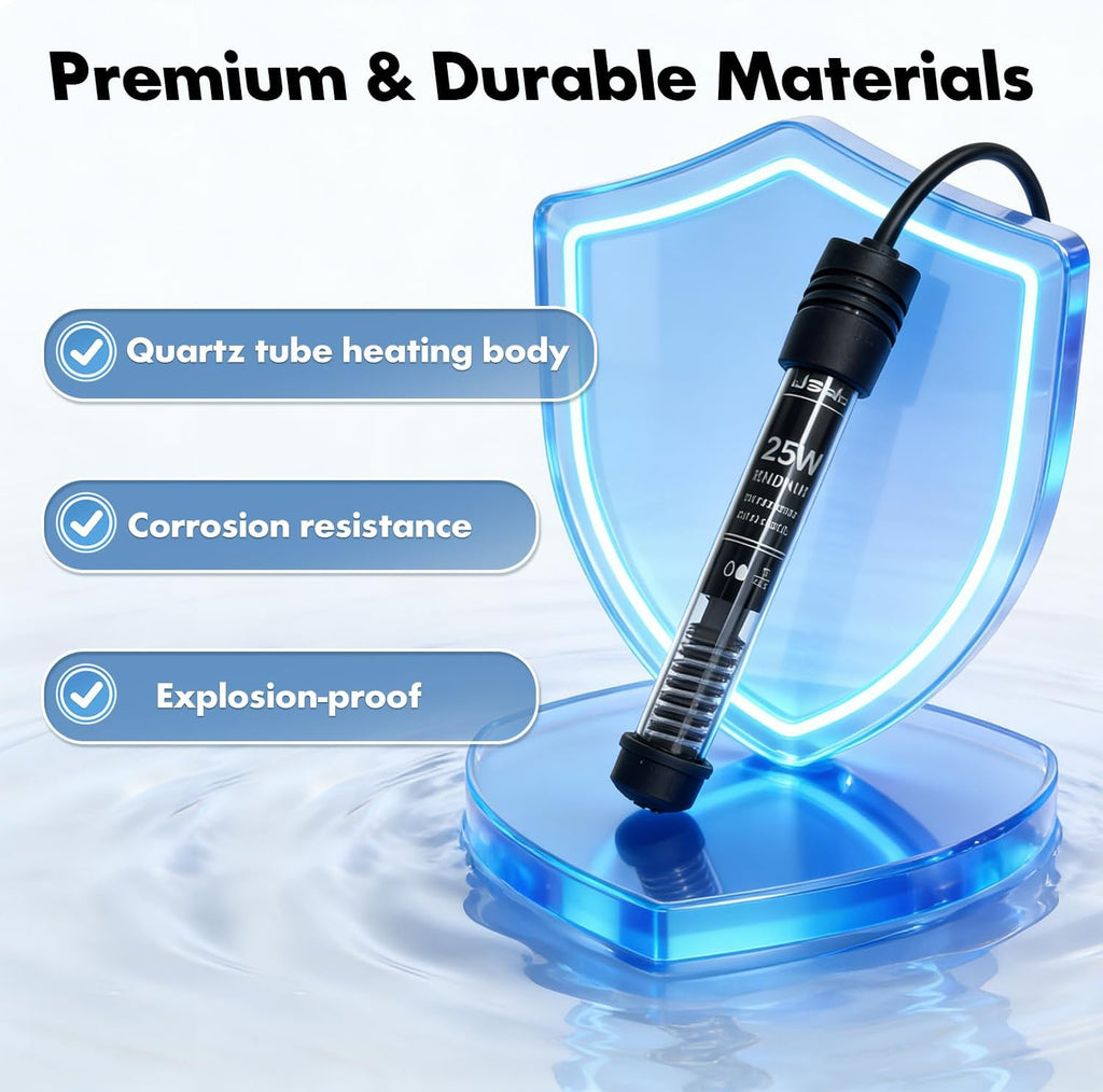 Submersible Aquarium Heater, Adjustable Fish Tahk Heater with Free Thermometer Suitable for Marine Saltwater and