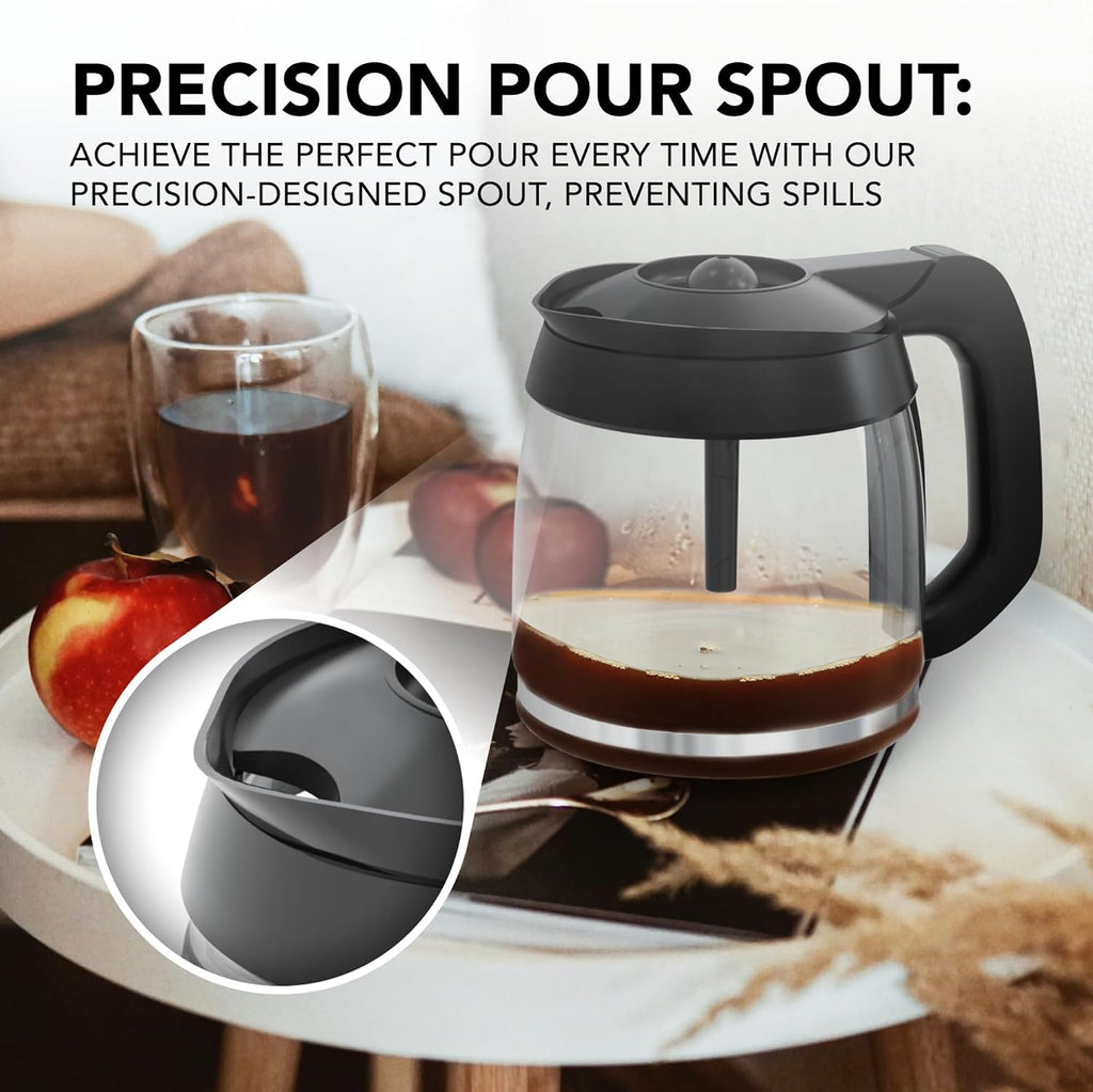 12-Cup Glass Coffee Carafe Replacement Compatible ONLY with Ninja Coffee Brewer Maker Models CE251 CE201 CE201C CE200
