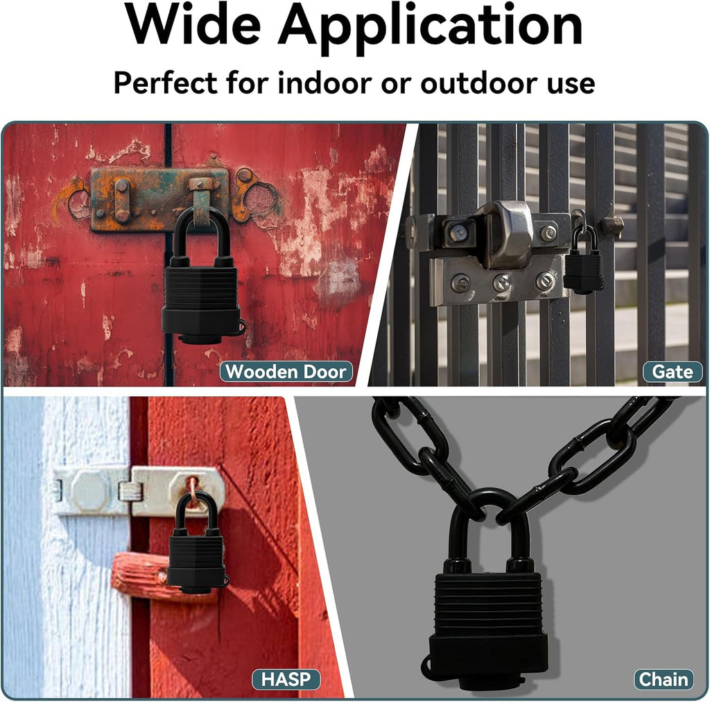 Heavy Duty Weather-Resistant Padlock with Chain, Anti-Theft Advanced Hardened Security Chain Lock for Fences