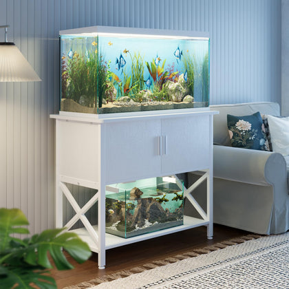 40-50 Gal Aquarium Stand with Cabinet Storage, White