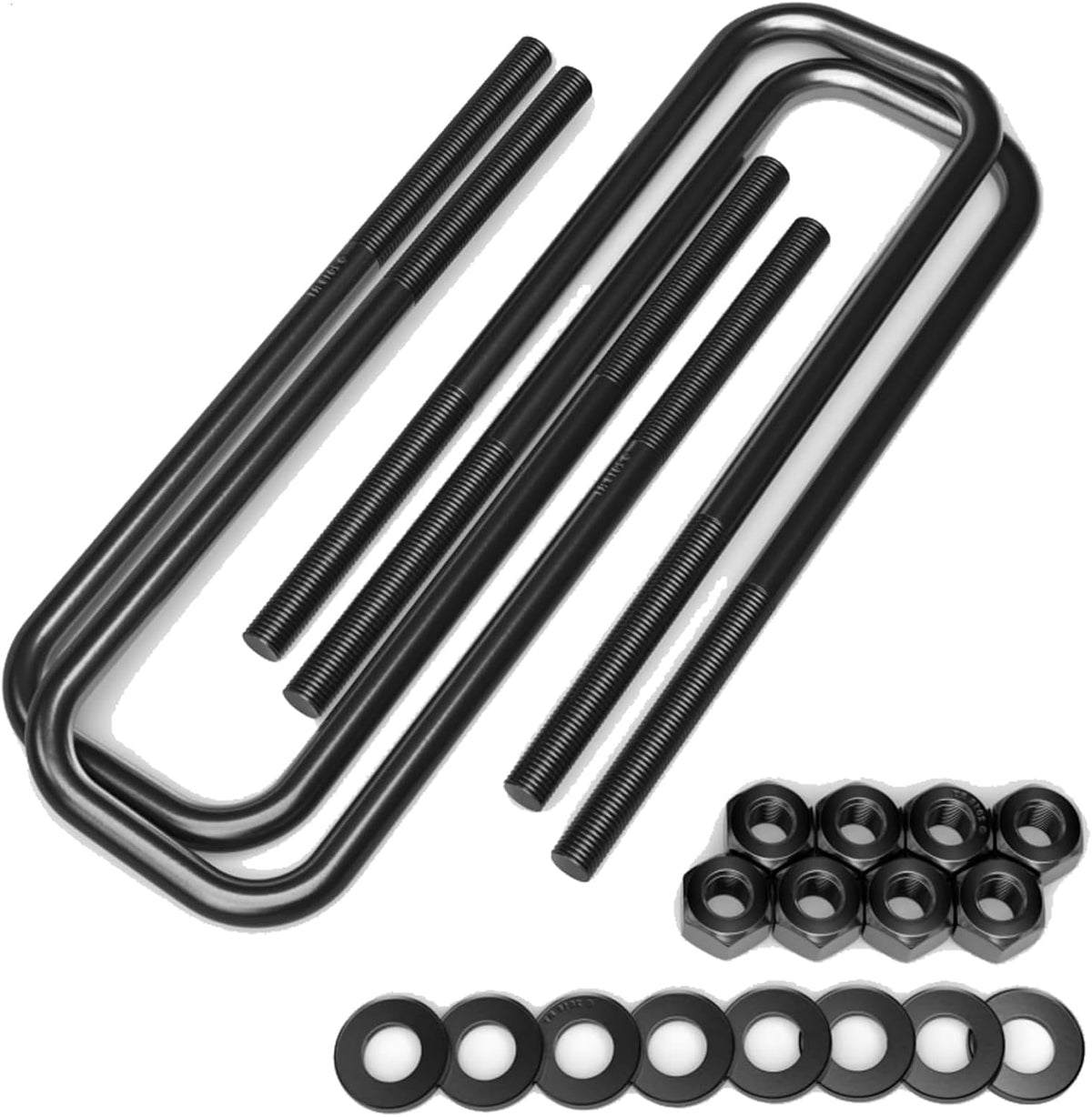 BST BSSP 4PCS Square U-Bolts 2.5" Wide Leaf Springs 8.75" Long Replacement for 1988-2019 Chevy Silverado GMC Sierra 1500, with Hardware, Zinc Coated Finish