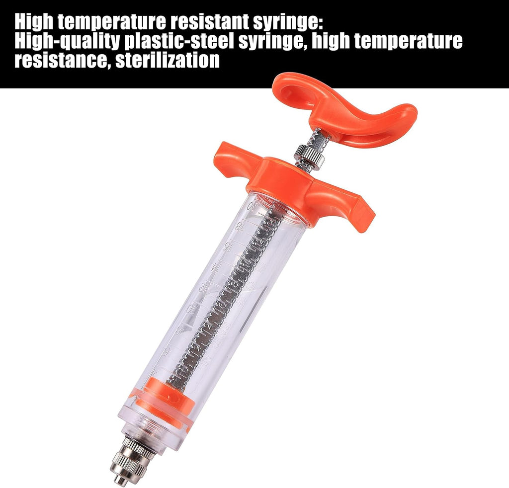 20ML Goat Drench Gun Goat Syringe, Adjustable Dosage Drench Syringe with 2 Nozzles, Drench Gun for Sheep Cat Cattle