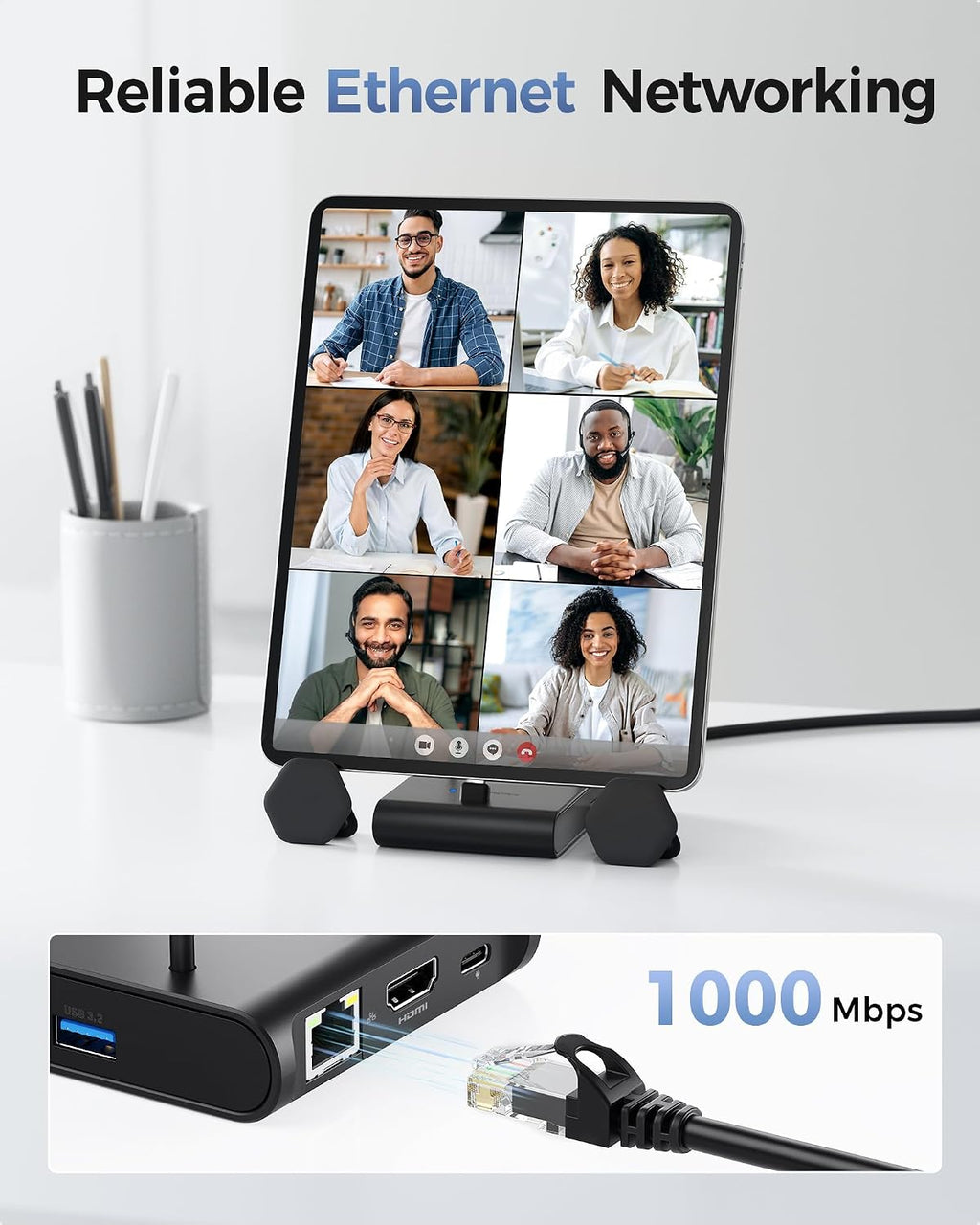 5-in-1 iPhone 16/15 USB C Hub HDMI 4K@60Hz, iPad Docking Station with Gigabit Ethernet, USB-A 3.2 Port, 100W PD, USBC