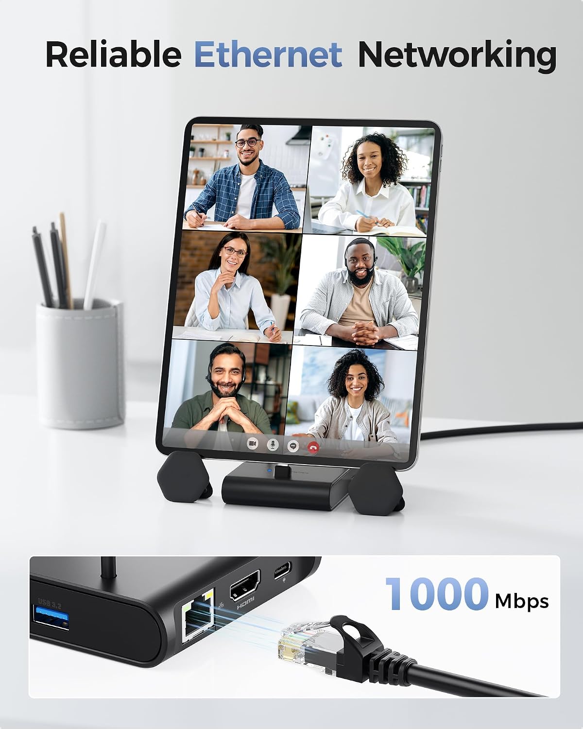5-in-1 iPhone 16/15 USB C Hub HDMI 4K@60Hz, iPad Docking Station with Gigabit Ethernet, USB-A 3.2 Port, 100W PD, USBC