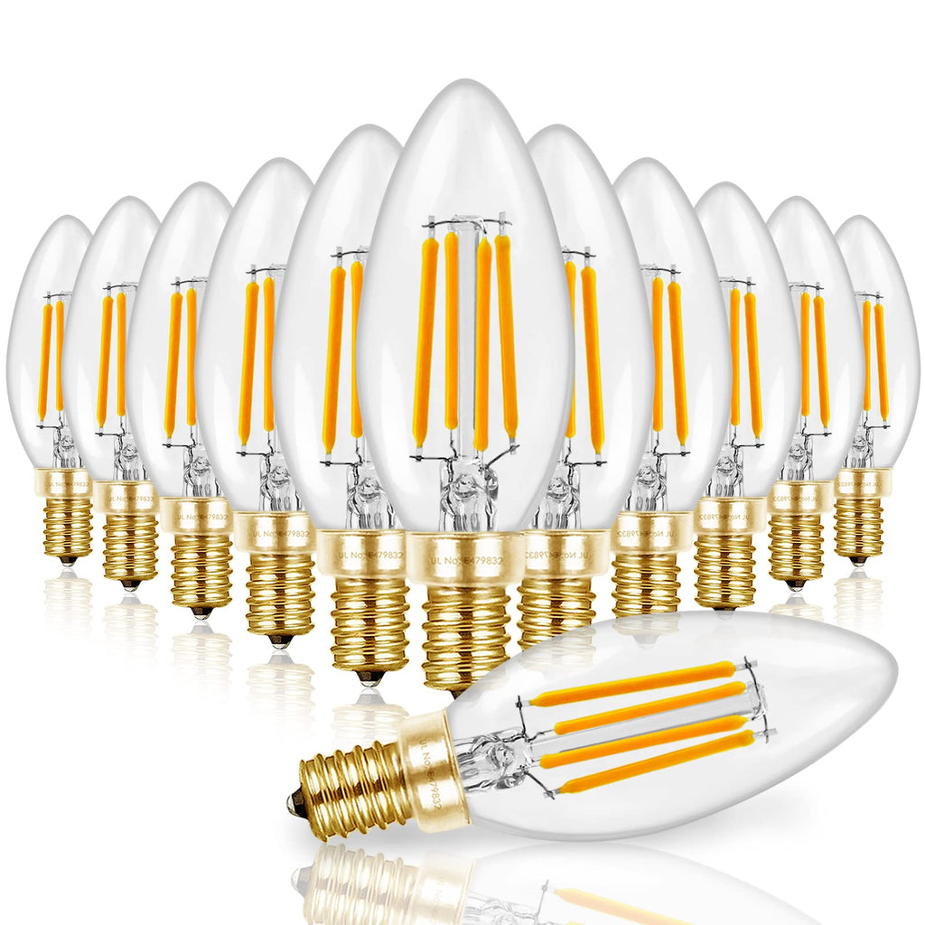 Candelabra Light Bulbs 60W Eq, 2700K Dimmable, E12 LED Bulb 12 PCS
