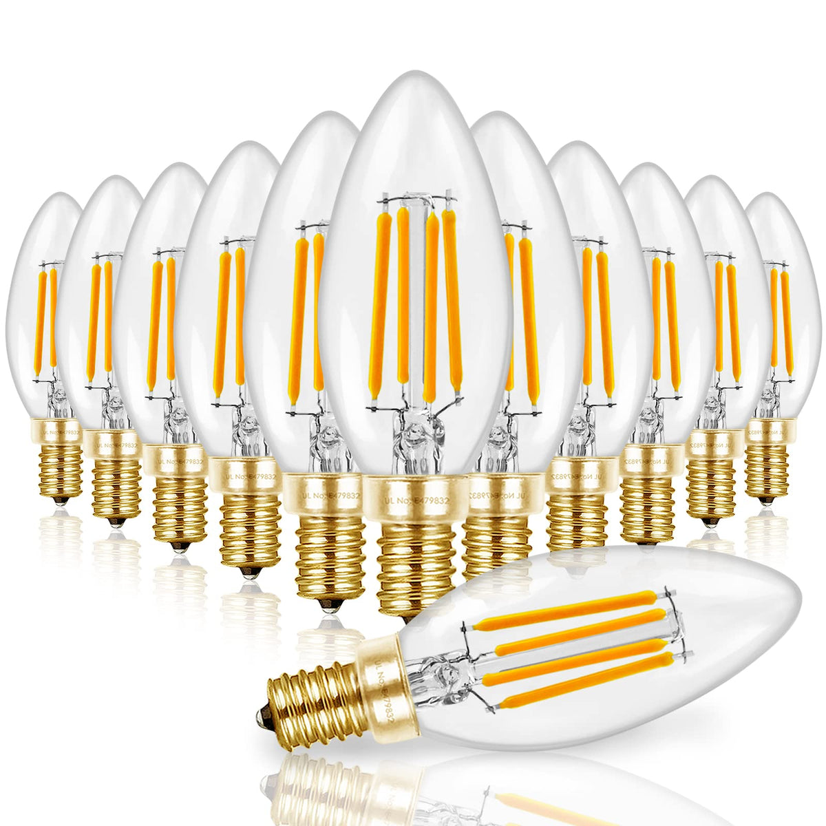 Candelabra Light Bulbs 60W Eq, 2700K Dimmable, E12 LED Bulb 12 PCS