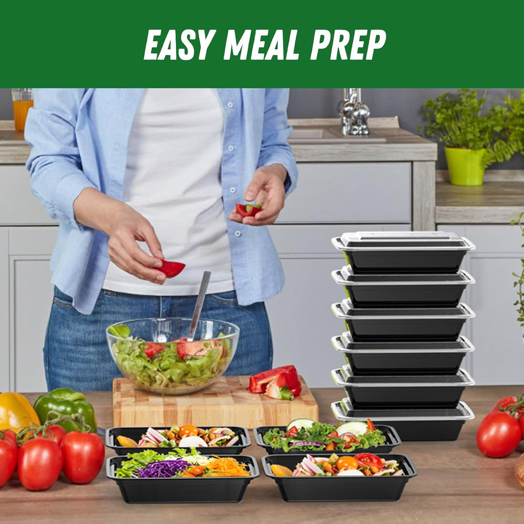 50 Pack (100-Piece) 32 oz Meal Prep Containers Reusable with Lids
