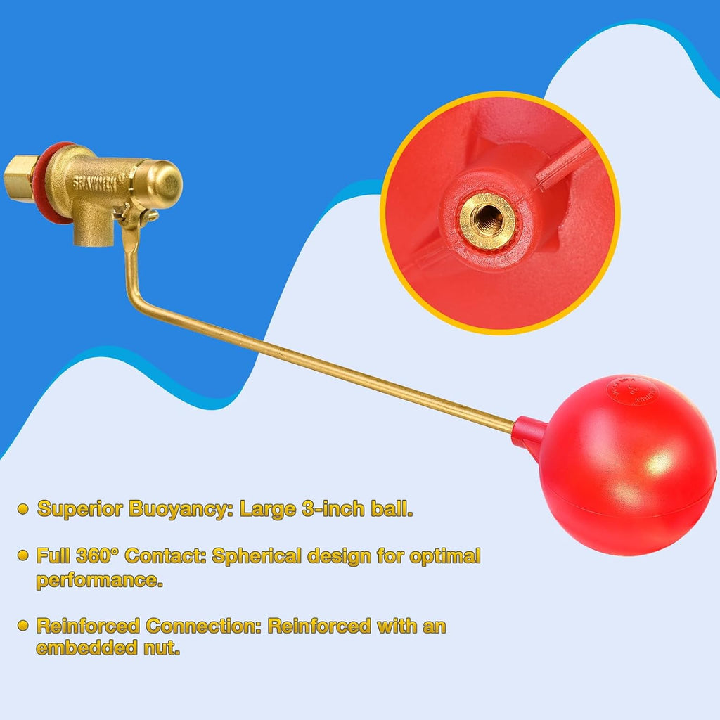 Swamp Cooler Float Valve, 1/4" Brass Float Valve for Evaporative Cooler