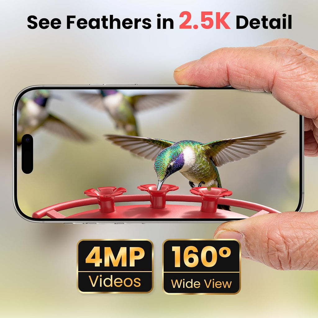 Smart Hummingbird Feeder with Camera (Red)