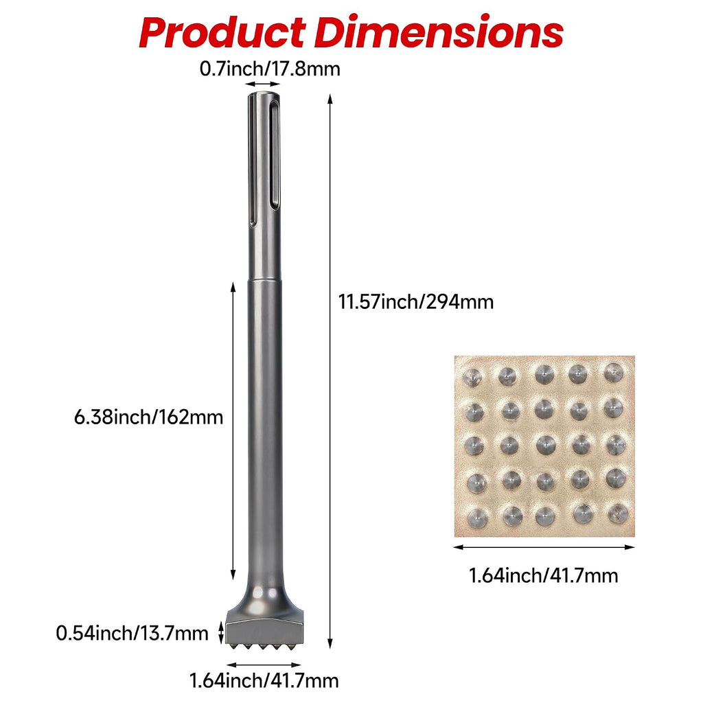 11-13/16" x 1-5/8" SDS Plus Bushing Tool, 25 Tips Bush Hammer Bit