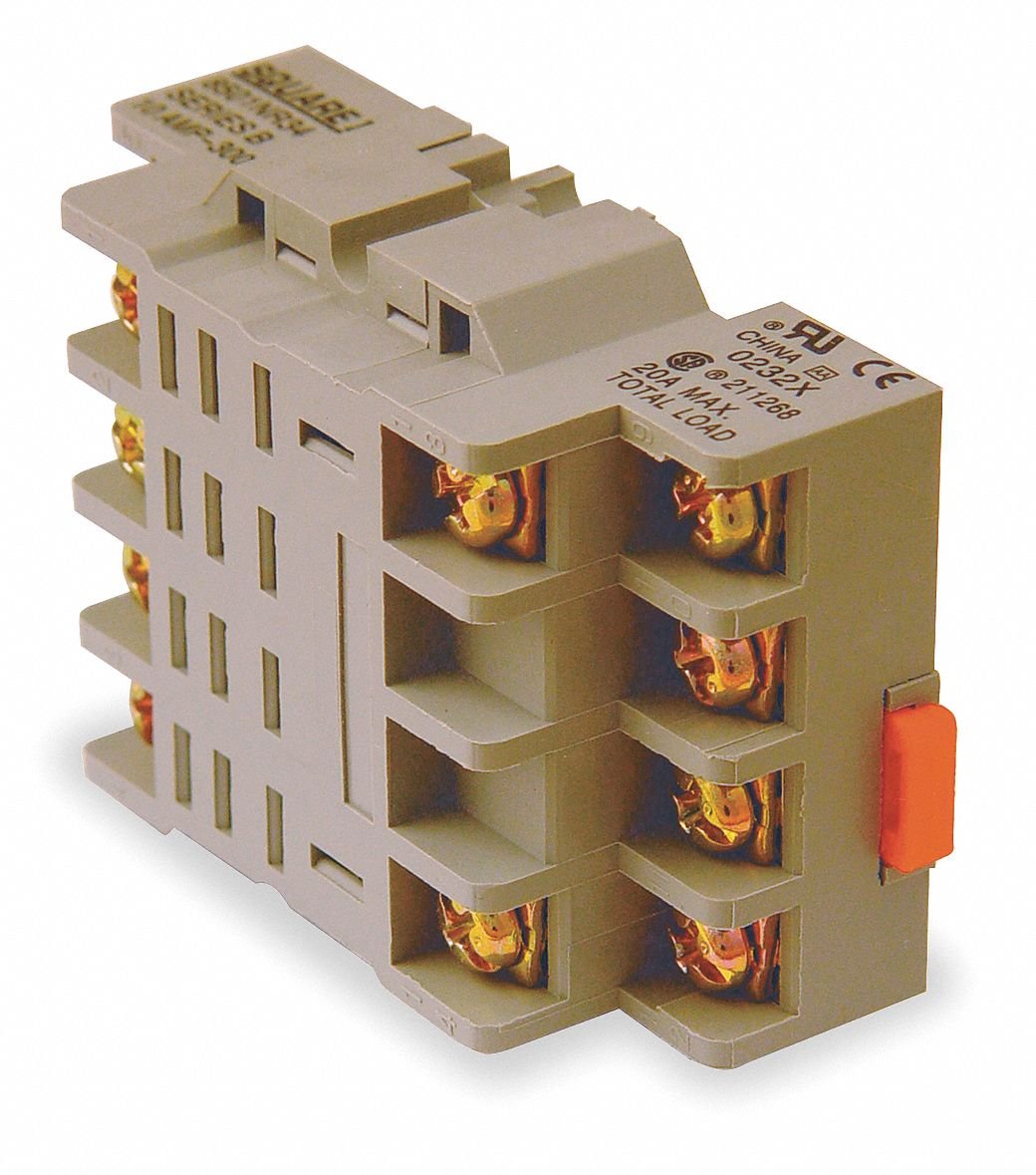 Square D Relay Socket, Socket Type: Standard, Socket Style: Square, Number of Pins: 14