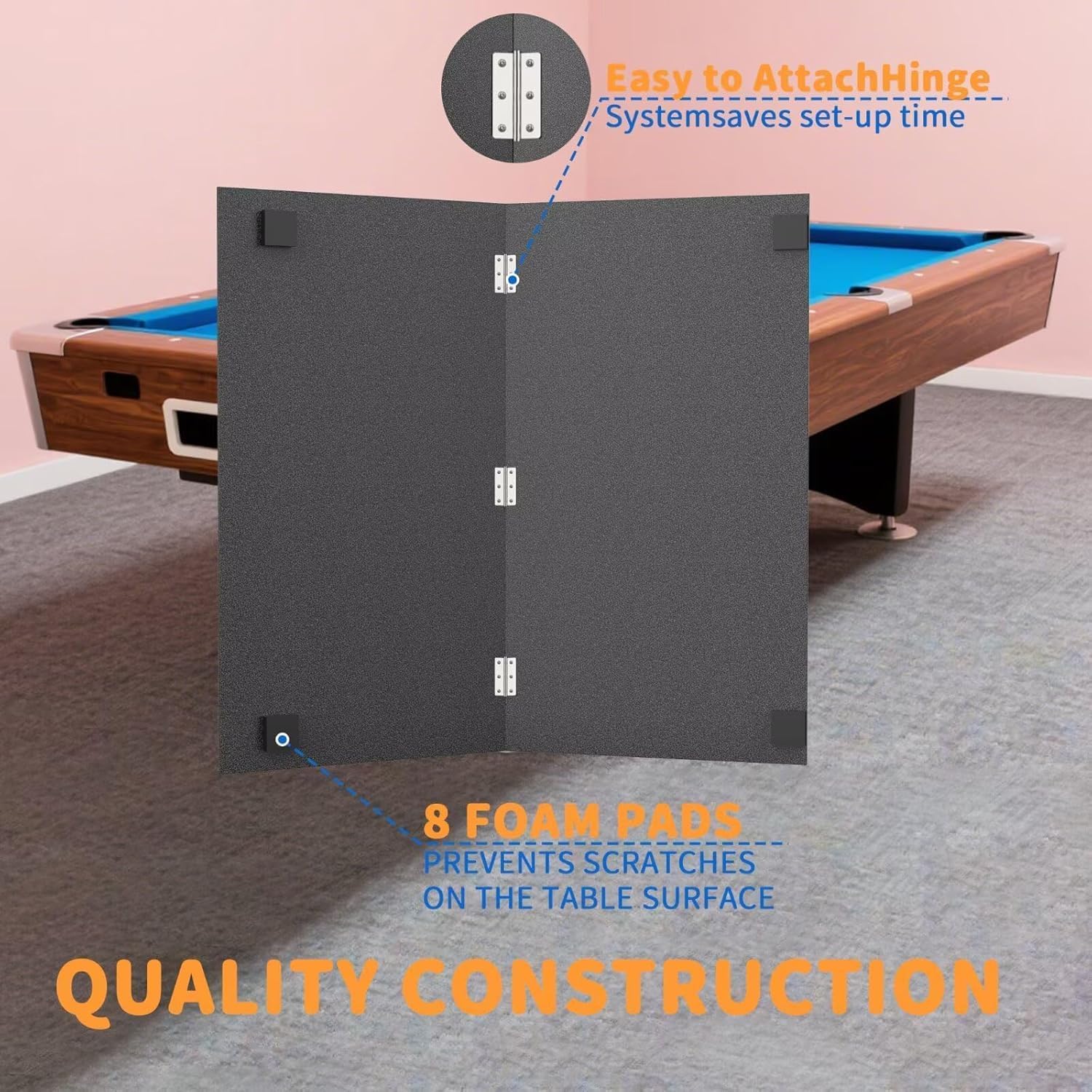 8X4 FT Ping Pong Table Top, Foldable Table Tennis Table for Billiard and Pool Tables, Indoor Table Tennis Conversion