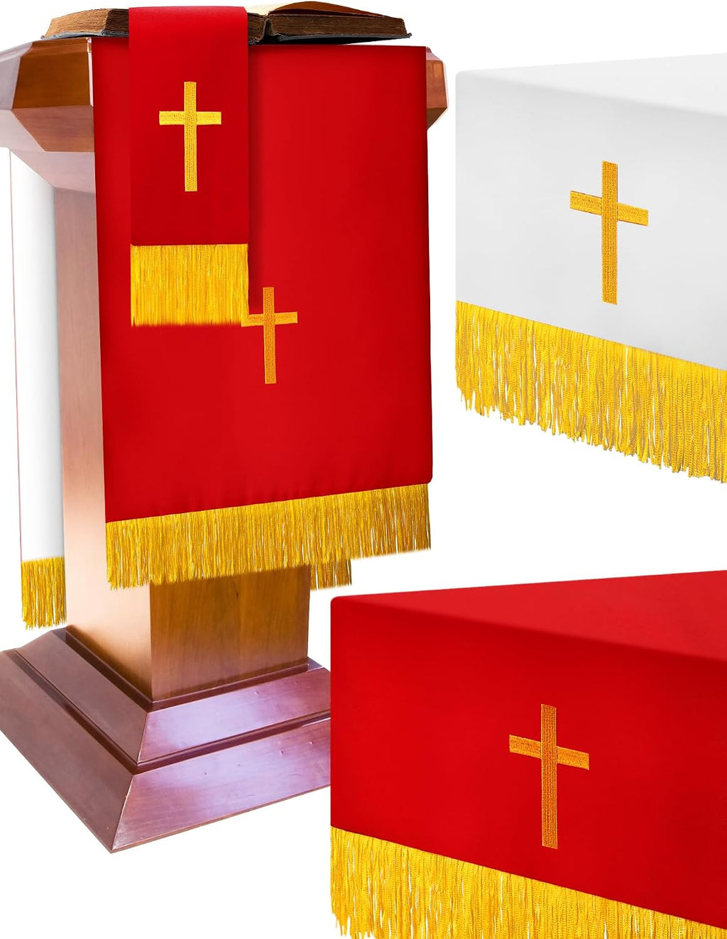 3 Set Parament Table Runner Altar Cloth Red and White