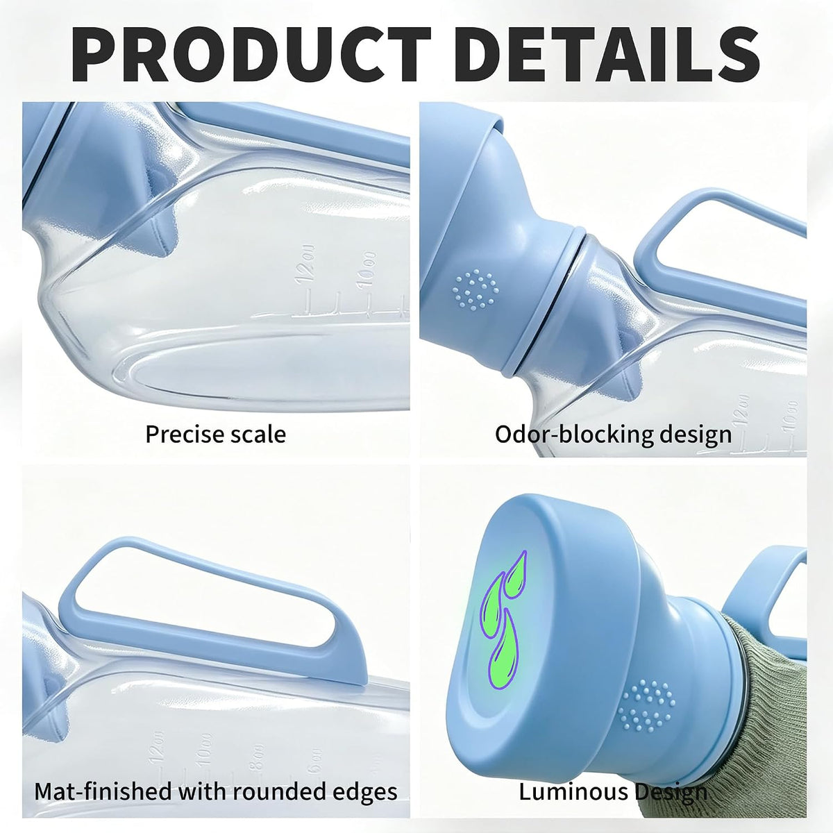 Portable Urinals for Men, 40 fl oz, Soft Silicone Opening