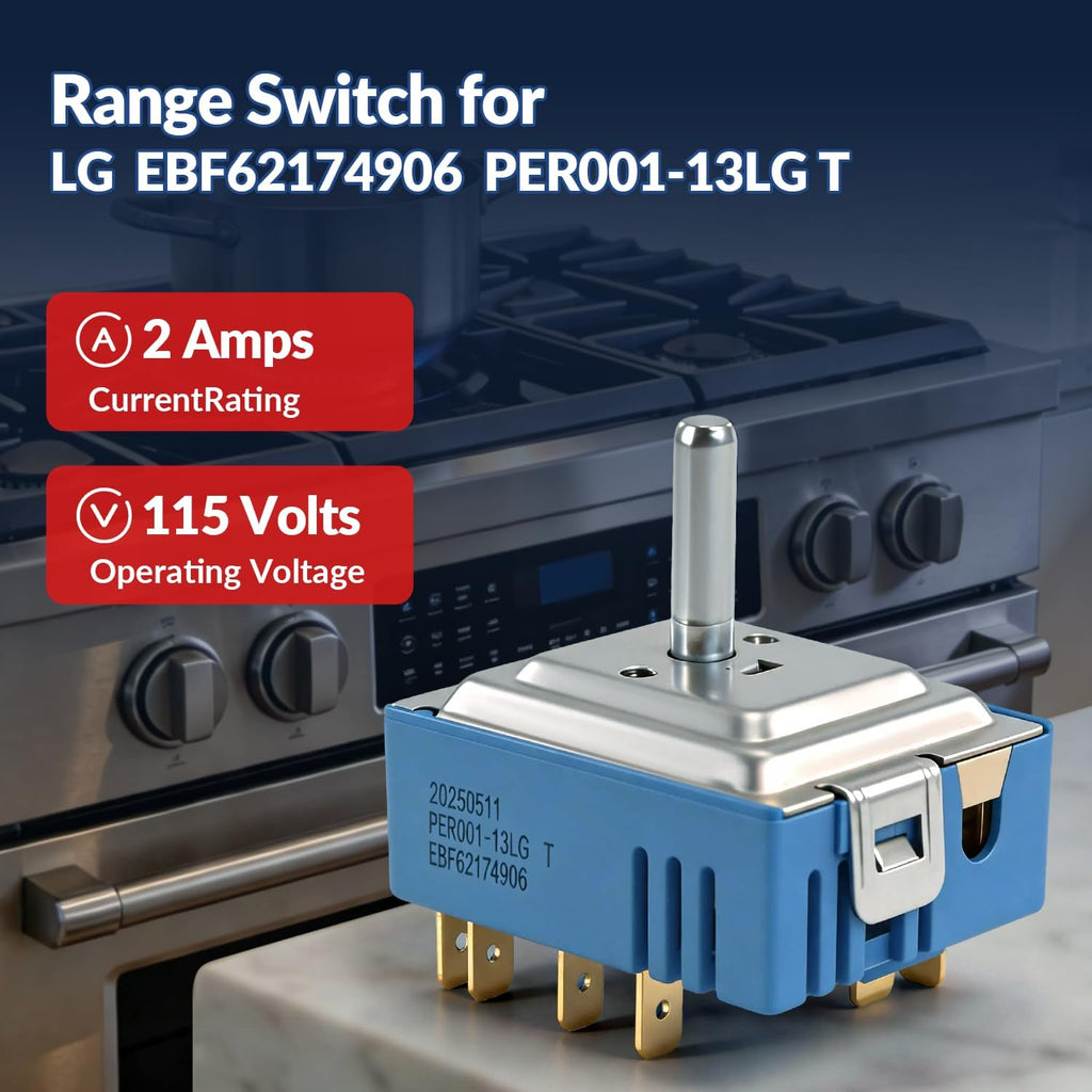 EBF62174906 Infinite Control Switch for LG Electric Range Oven Surface Element Replacement PER001-13LG T PER001-13S T EBF62174901 OEM28902162 PS17631121 FIX17631121 EAP17631121