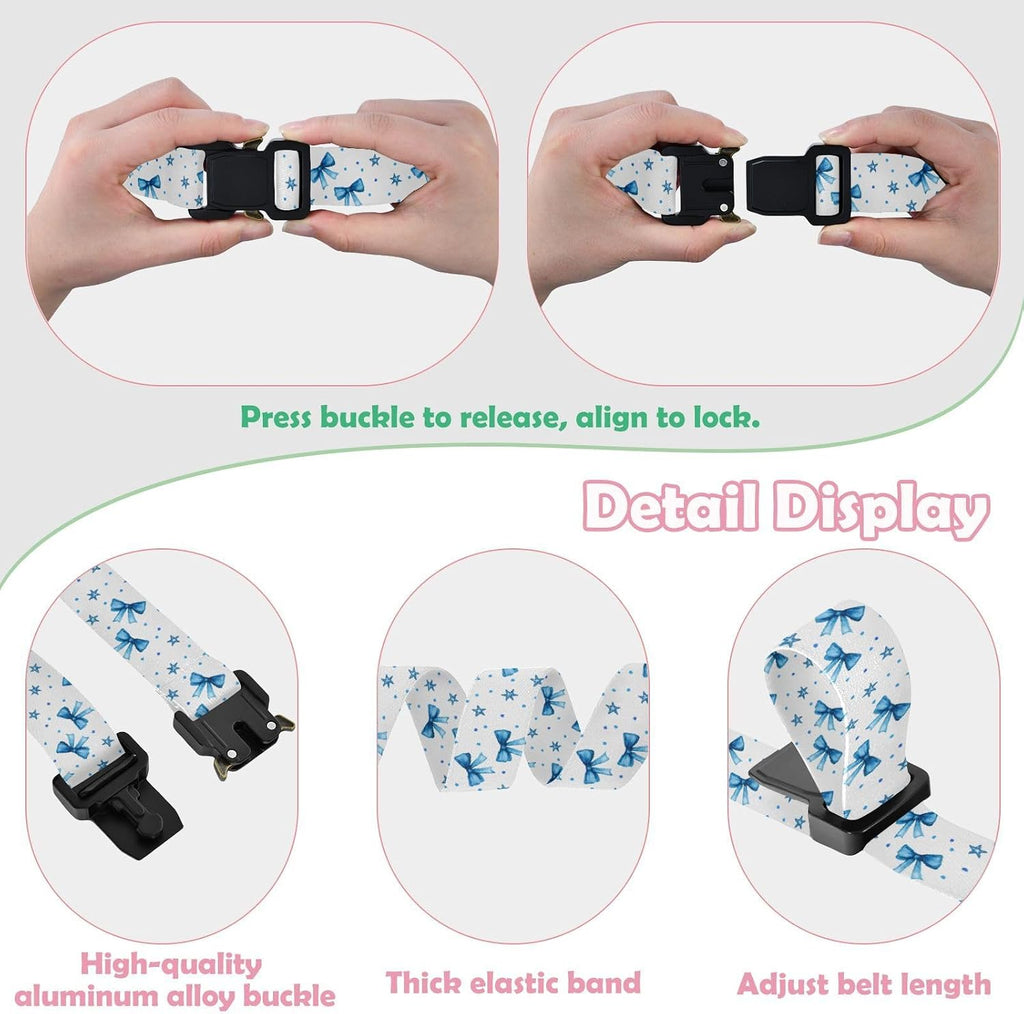 Bow Tie Adjustable Kids Elastic Belts, Girls Boys Stretch Waist Belt with Aluminum Alloy Buckle