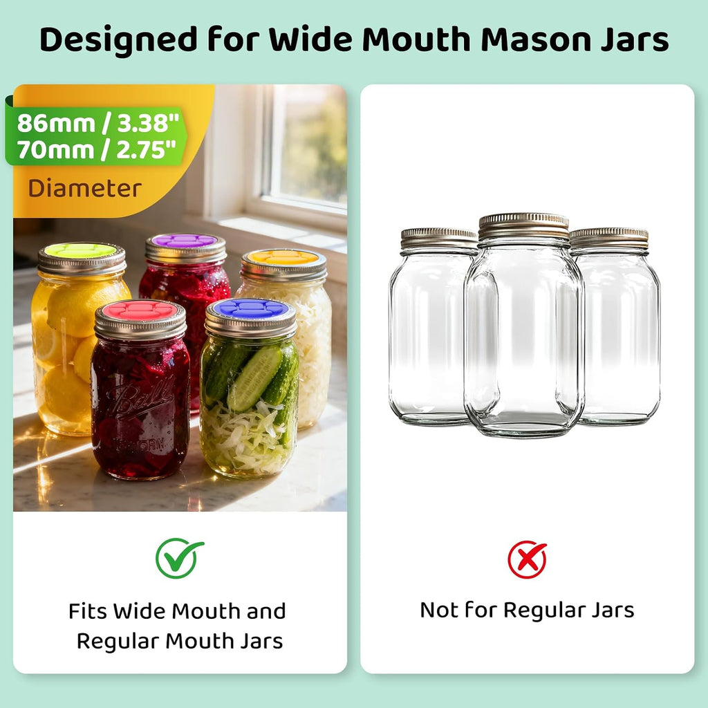 The Complete Fermentation Kit: 6-Pack Fermenting Lids for Wide & Regular Mouth Mason Jars,Versatile Airlock Lids for