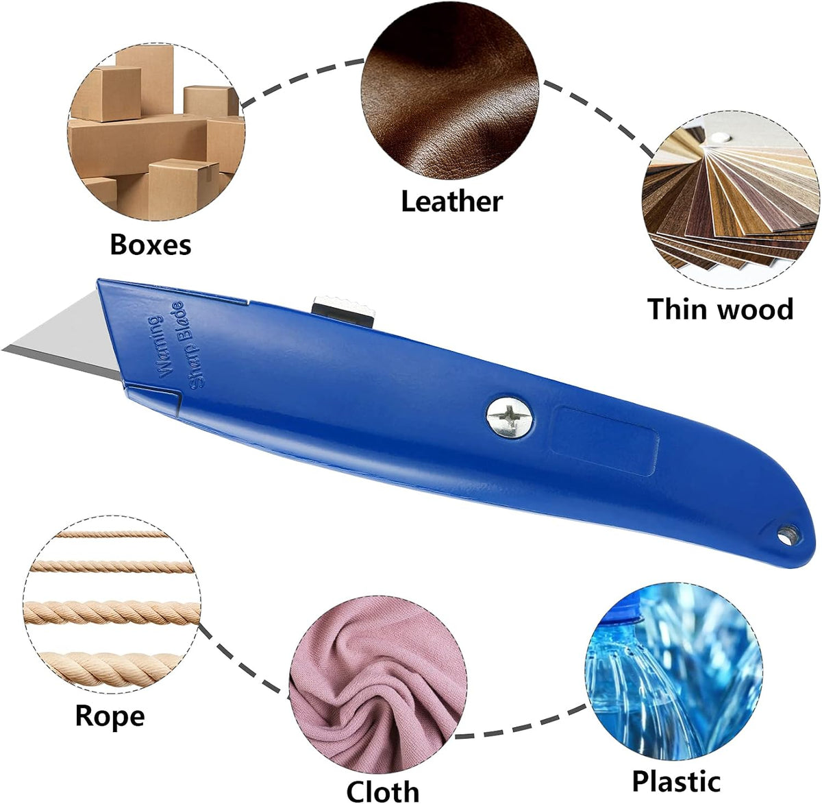 2 Pack Utility Knife, All Metal Retractable Box Cutters (Blue)