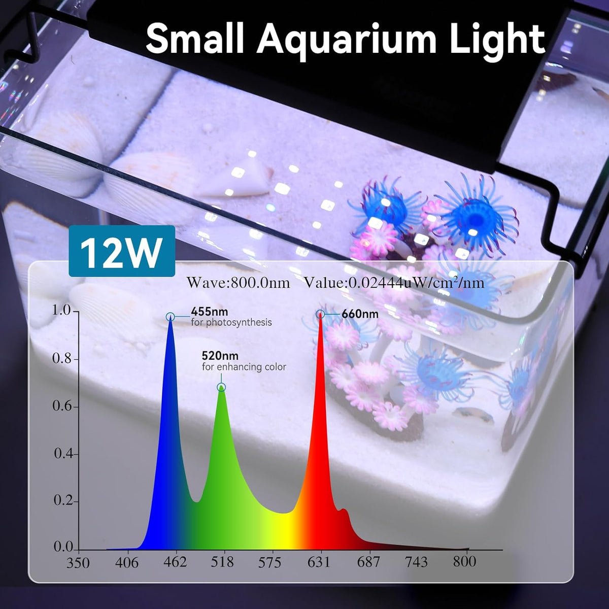 0.5-3 Gallon Small Aquarium LED Light for Fish Tank Full Spectrum Lighting with 24/7 Day-Night Cycle & Auto On/Off
