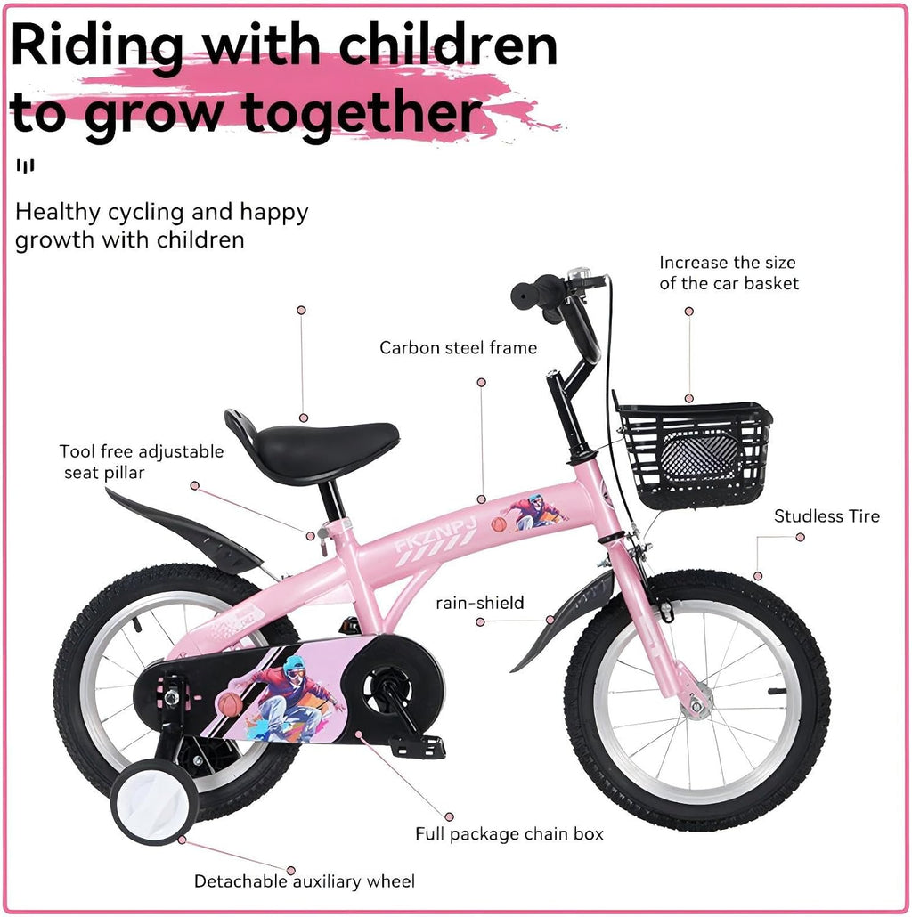 Kids Bike, 16 18 Inch Children Bicycle with Training Wheels, Kids Bicycle for Boys Girls 4-12 Years Old, Sturdy