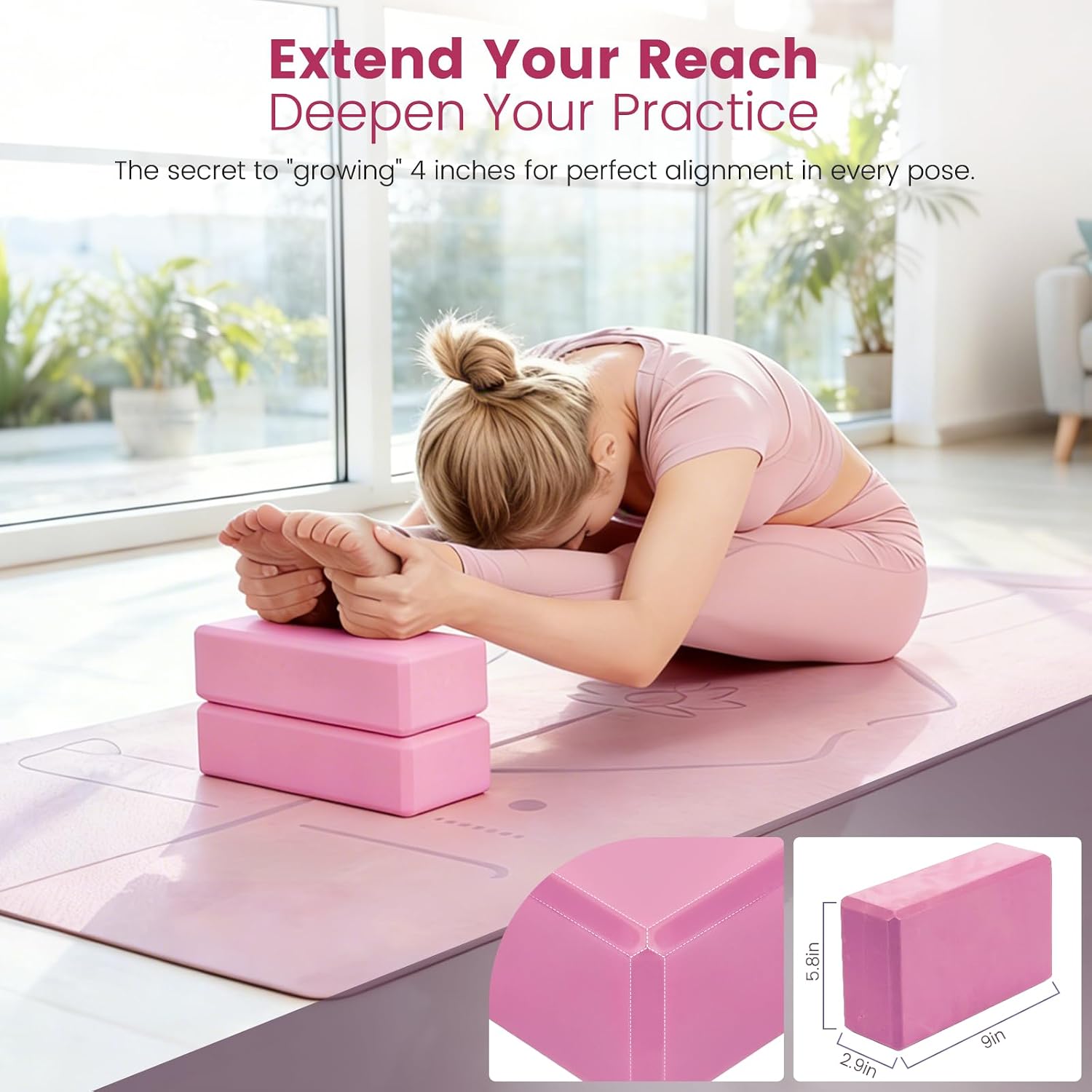 Foldable Yoga Mat and Blocks Set for Women with 2 Pack Yoga Blocks and Strap,Thin Non Slip Pilates Mat with Bag, Home