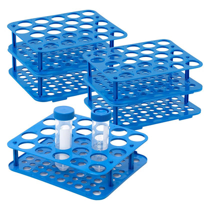 25-Well Centrifuge Tube Rack, Detachable Stand, φ1.02 inch, 5 PCS | Lab-grade Polypropylene, Individual Packaged, Blue