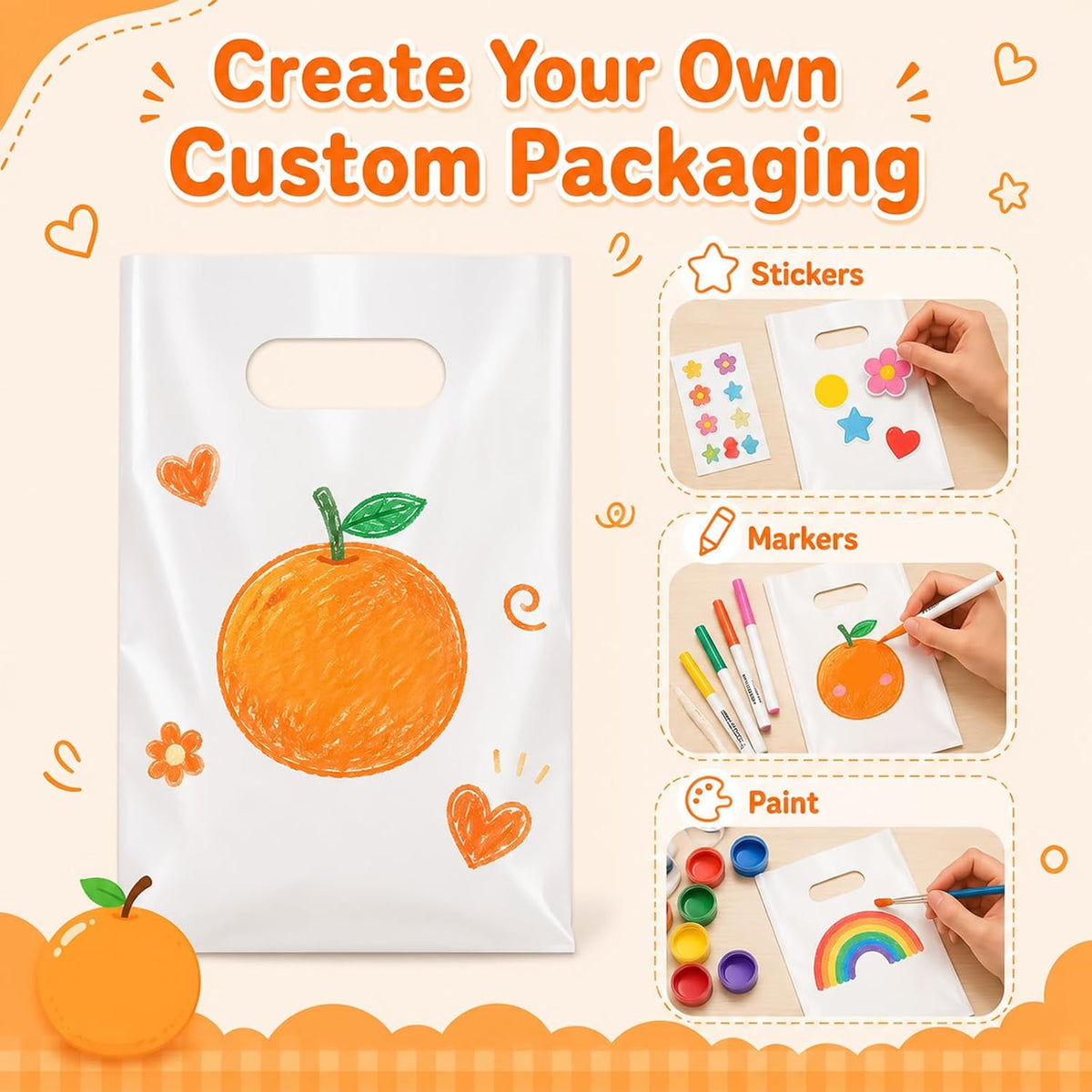 400 Pcs White Plastic Gift Bags 6"x8" Bags for Small Business