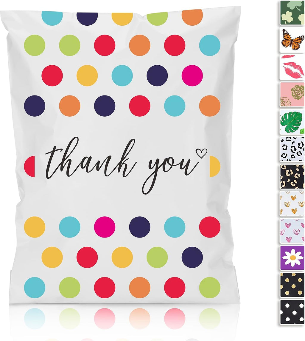 Thank You Poly Mailers 12x15.5 50 Pack, Polka Dots Design