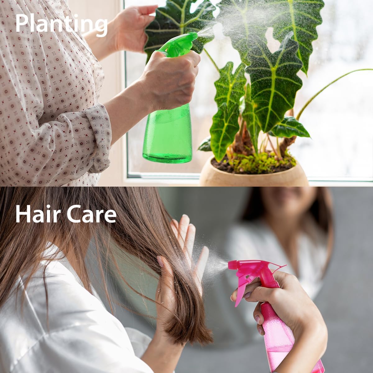 Spray Bottles 3-Pack, 16 Oz, Mist & Stream, Plastic Water Spray Bottle for Hair, Essential Oils, Plants, Cleaning