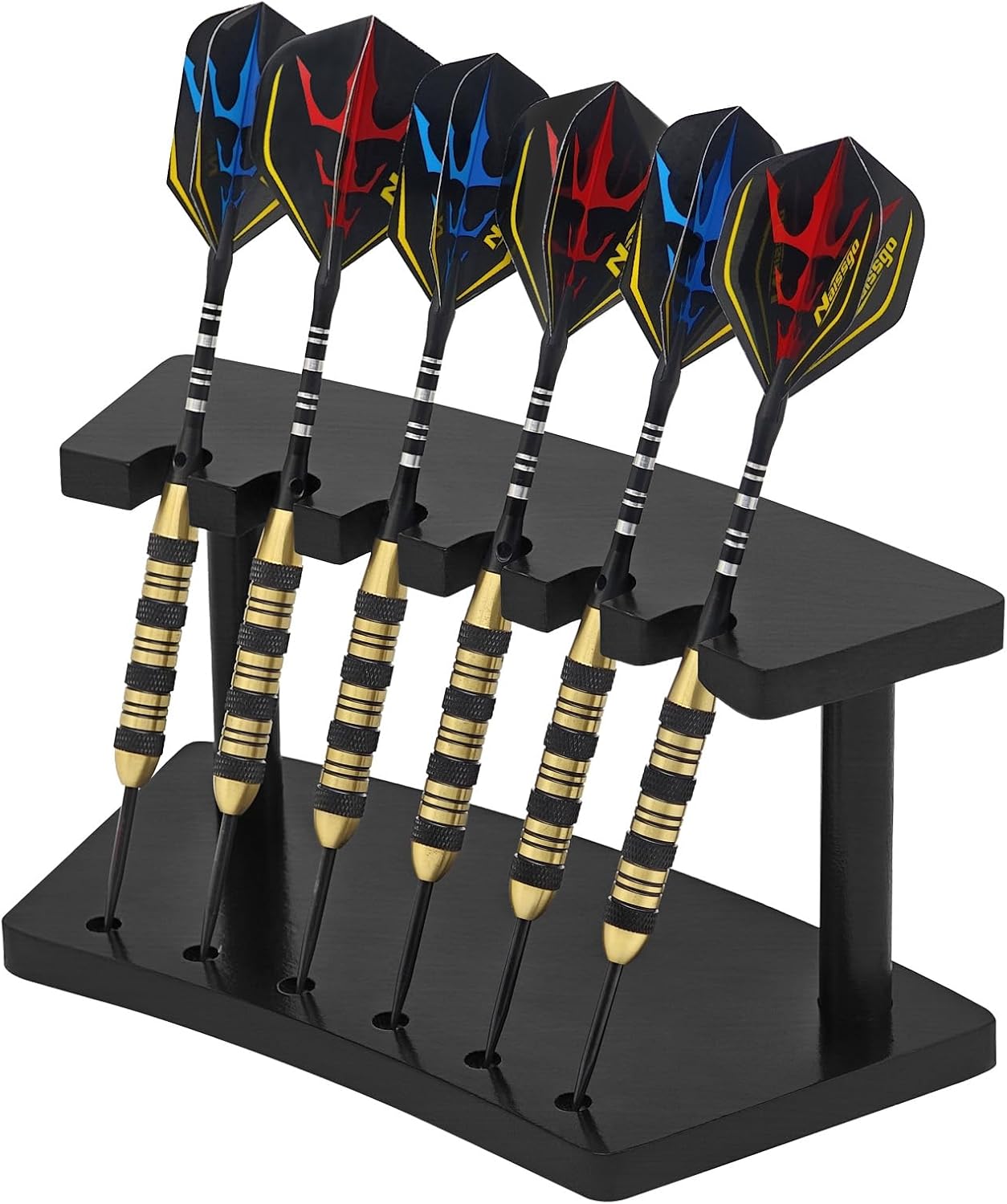 Wooden Dart Holder Stand for Desk or Shelf – Holds 6 Fully Assembled Steel or Soft Tip Darts – Compact Tabletop