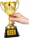 7.48" Gold Plastic Trophy Award with Pre-Attached 1st Place Label, Small Winner Cup for Kids Sports, Parties, School