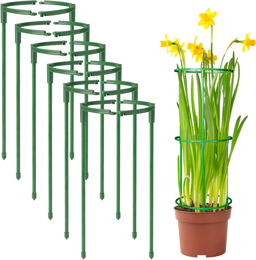12Packs Plant Support Stakes Half Round Plant Stakes for Indoor Plants, Stackable 3 Tier Garden Flower Support, Plant