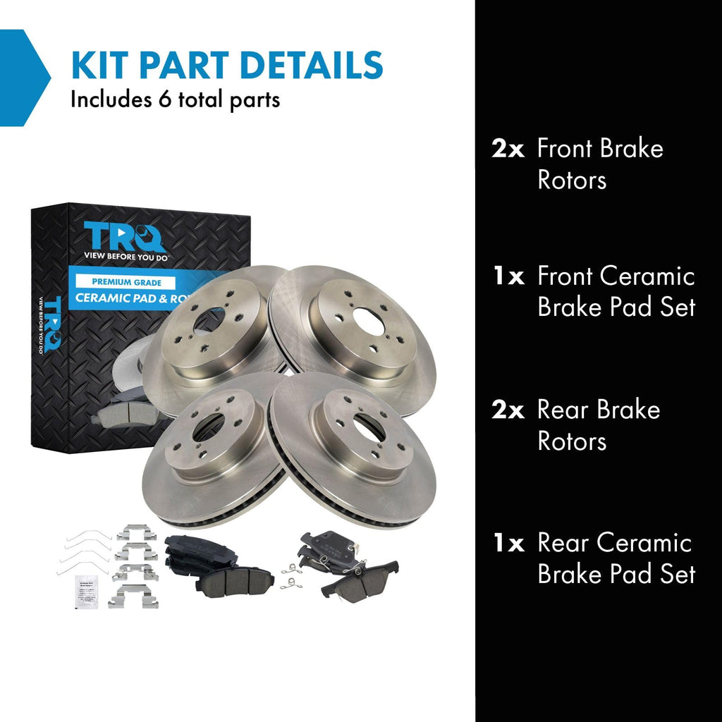 TRQ Front & Rear Brake Pad & Rotor Kit Ceramic