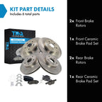 TRQ Front & Rear Brake Pad & Rotor Kit Ceramic