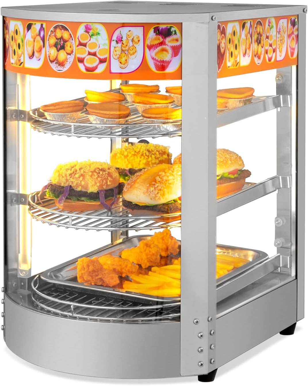 3-Tier Pizza Warmer Countertop, Commerical Food Warmer Display