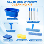 7Pcs Window Cleaning Kit with 3Gal Collapsible Bucket & 81"Squeegee