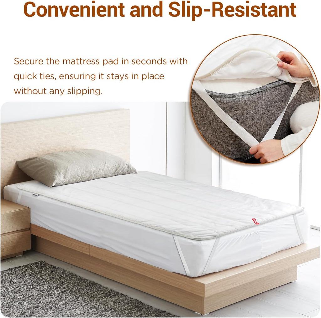 Heated Mattress Pad Twin Size, Foot Temp Diff Design & Preheat Function & Smart Downshift, Water-Resistant Bed Heater