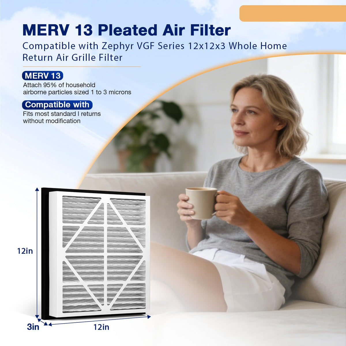 2Pack 12x12x3 MERV13 air Filter Replacement