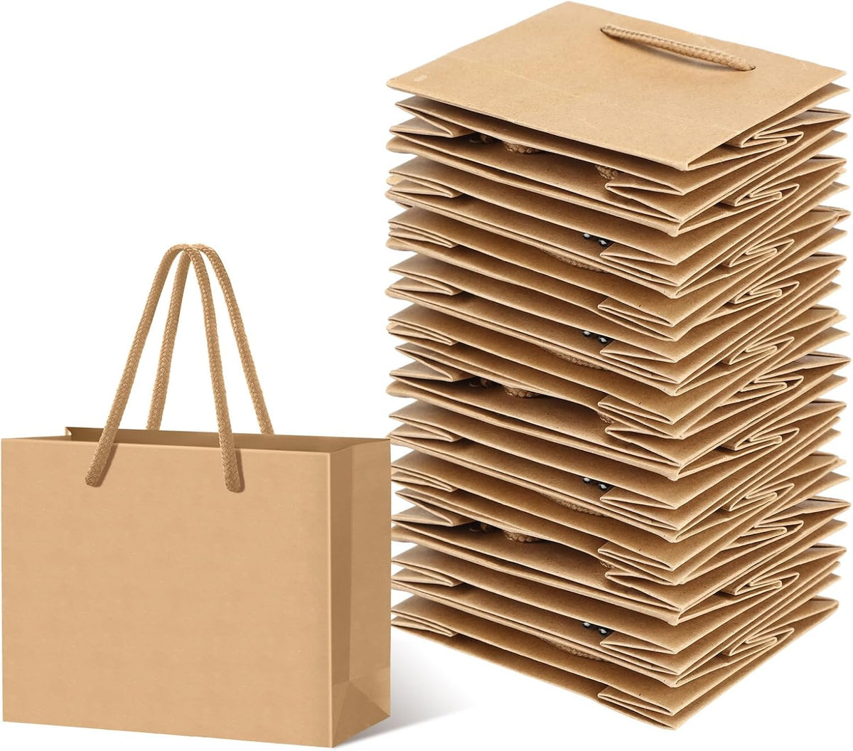 24 Pcs Brown Mini Gift Bags with Handles Paper Gift Card Bags