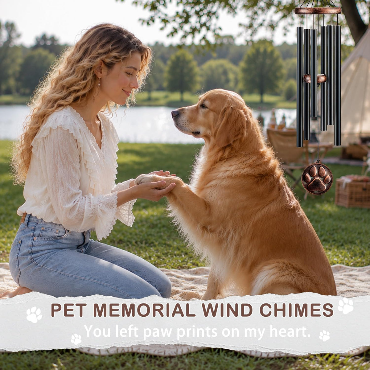 Dog Memorial Gifts for Loss of Dog, 32" Pet Memorial Wind Chimes