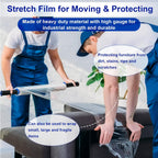 Stretch Film, Industrial Strength Stretch Wrap for Pallet Wrap, Heavy Duty Clear Plastic Wrap with Handles, Moving