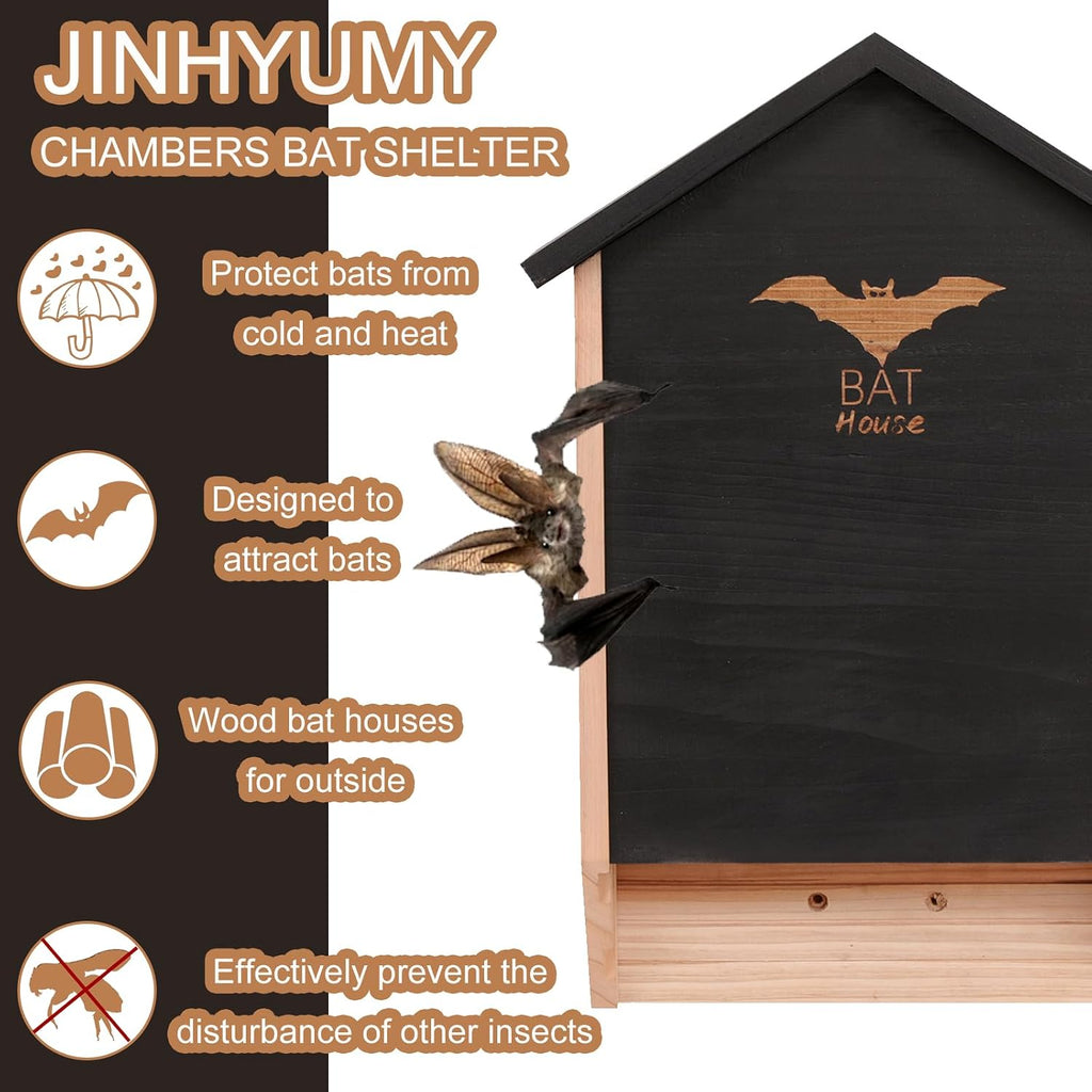 Bat House Big Bat Box for Outdoors,15.8" Weatherproof Wooden Bat Shelter
