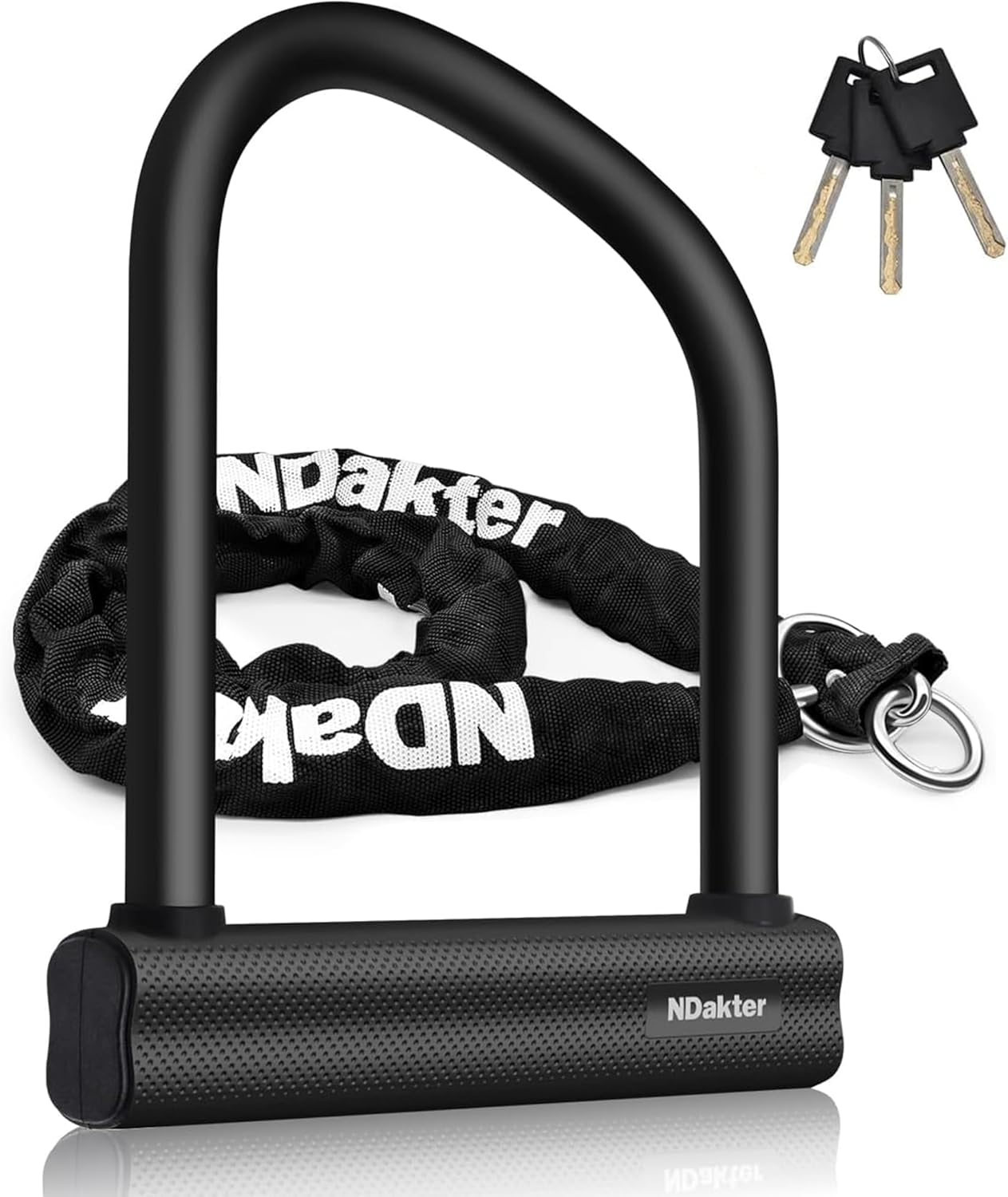 Bike Locks Heavy Duty Anti Theft 18mm Thick, Motorcycle U Lock with 4FT x 6mm Security Chain, 3Keys Large U-Shape