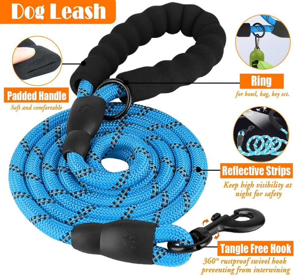 No Pull Dog Harness, Collar & Leash Set | Includes Dog Seat Belt, Collapsible Bowls & Poop Bag Dispenser. Ideal for
